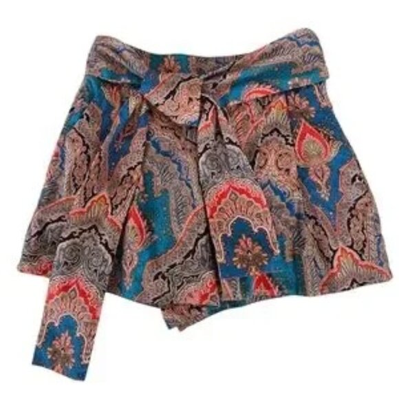 J. Crew Shorts Skort Size 6 Ratti Mediterranean Blue Multi Paisley Like New - Picture 2 of 7